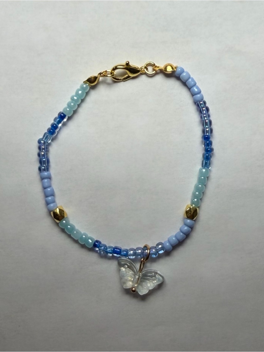 Beaded Blue Butterfly Charm Bracelet